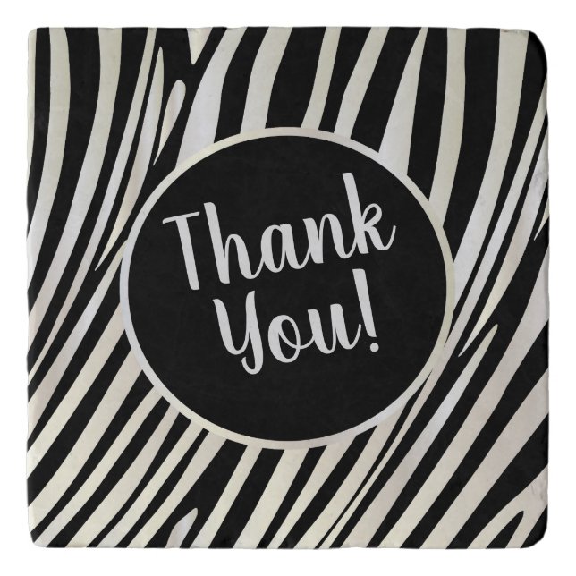 Zebra Stripes Black & Whit Pattern Trendy Design Trivet (Front)