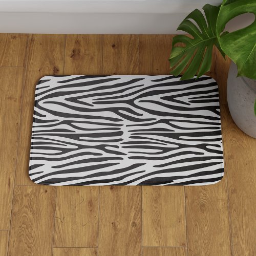 Zebra Stripes Black White Animal Print Bath Mat