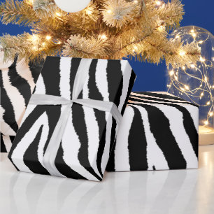 Zebra Stripes Black & White Bold Safari Wrapping Paper