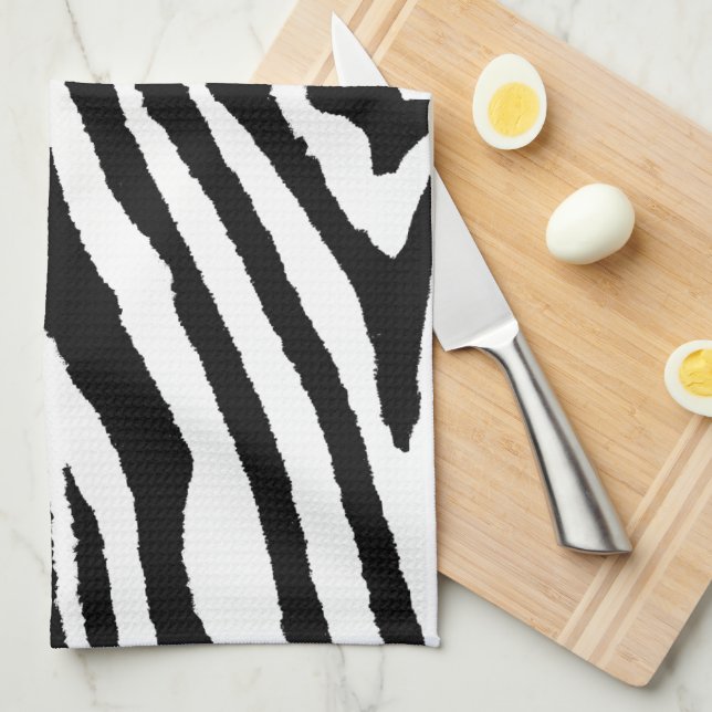 Zebra Stripes Black & White | Stylish Animal Print Kitchen Towel (Quarter Fold)