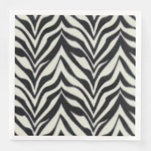 Zebra Stripes Black White Wild Safari Paper Dinner Napkins