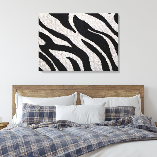Zebra Stripes Black & White  Wrapped Canvas Print (Insitu(Bedroom))
