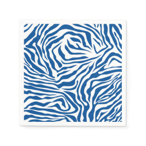 Zebra Stripes Blue And White Wild Animal Print Napkins