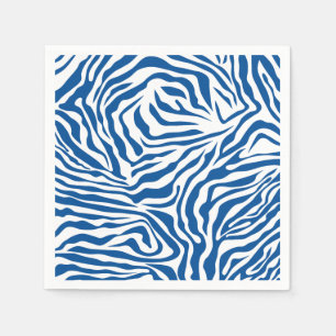 Zebra Stripes Blue And White Wild Animal Print Napkins