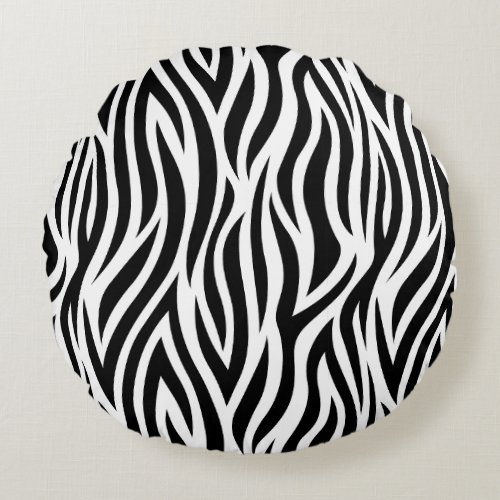 Zebra Stripes  Bold Style Round Pillow