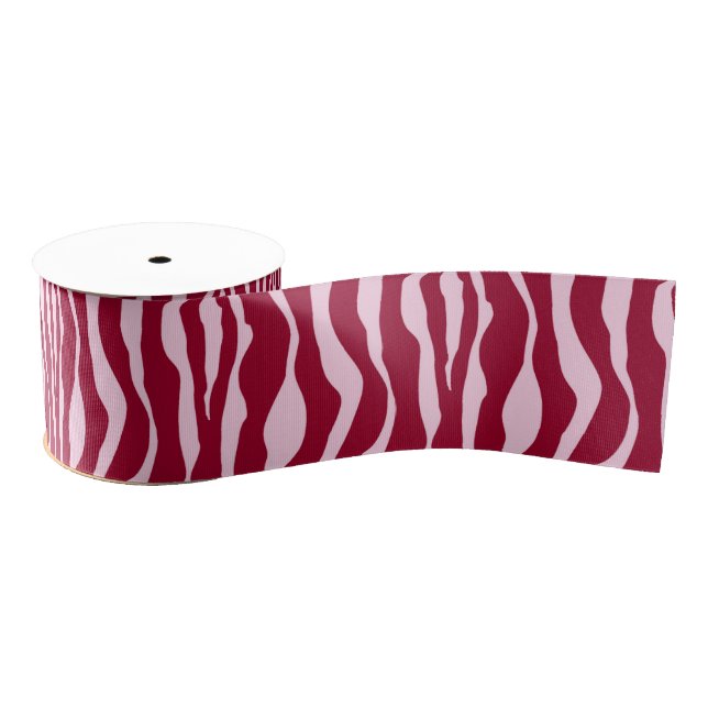 Zebra stripes - Burgundy and Pink Grosgrain Ribbon (Spool)