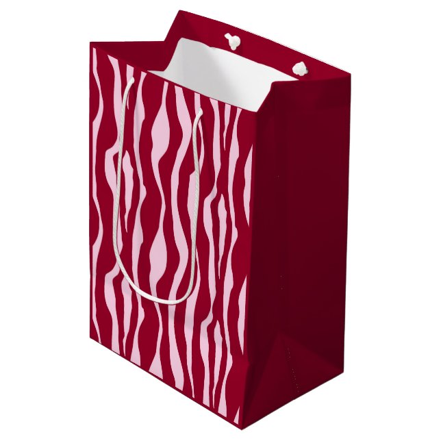 Zebra stripes - Burgundy and Pink Medium Gift Bag (Front Angled)