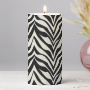 Zebra Stripes BW Wild Animal Print Pillar Candle