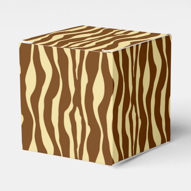 Zebra stripes - Chocolate Brown and Camel Tan Favor Boxes (Front Side)