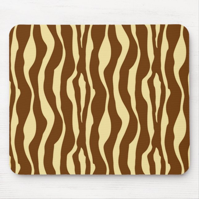 Zebra stripes - Chocolate Brown and Camel Tan Mouse Pad (Front)
