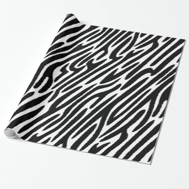 Zebra Stripes Classic Black And White Wrapping Paper (Unrolled)