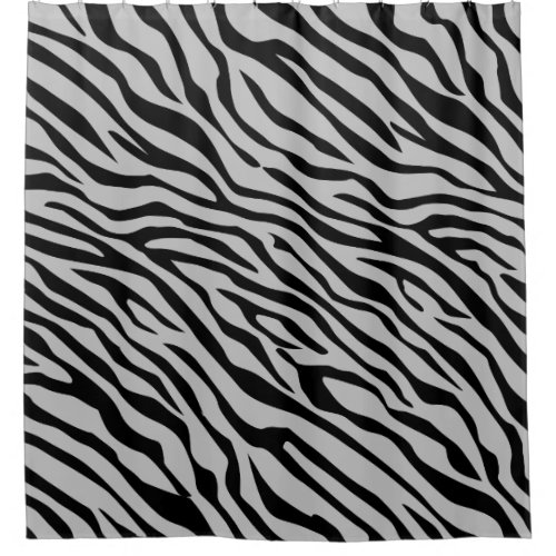 Zebra Stripes Click and Customize its Grey Color Shower Curtain