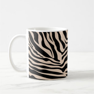 Zebra Stripes Cream Beige Black Wild Animal Print Coffee Mug