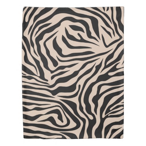 Zebra Stripes Cream Beige Black Wild Animal Print Duvet Cover