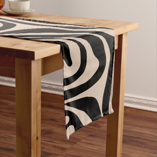 Zebra Stripes Cream Beige Black Wild Animal Print Short Table Runner