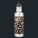 Zebra Stripes Cream Beige Black Wild Animal Print Stainless Steel Water Bottle<br><div class="desc">Zebra Print – cream beige and black pattern - wild animal print.</div>