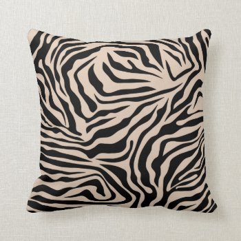 Zebra Stripes Cream Beige Black Wild Animal Print Throw Pillow by dailyreginadesigns at Zazzle