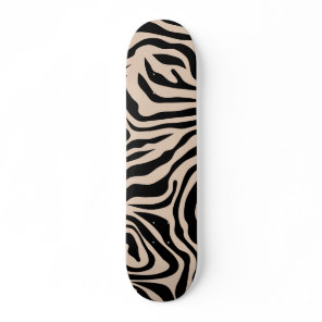 Zebra Stripes Cream Beige Black Wild Animal Skateboard