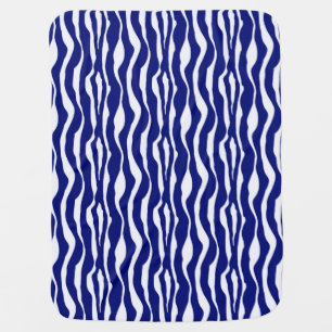 Zebra stripes - Dark Cobalt Blue and White Baby Blanket