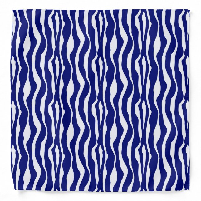 Zebra stripes - Dark Cobalt Blue and White Bandana (Front)