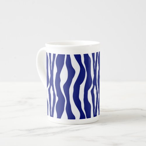 Zebra stripes _ Dark Cobalt Blue and White Bone China Mug