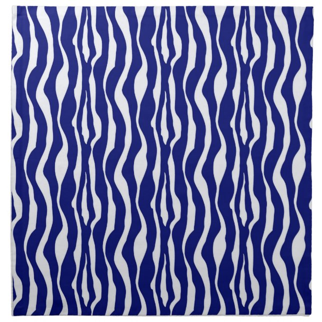 Zebra stripes - Dark Cobalt Blue and White Cloth Napkin (Front)