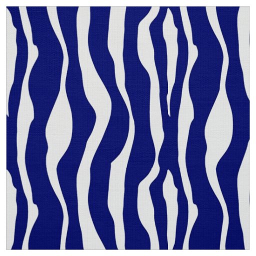 Zebra stripes Dark Cobalt Blue and White Fabric Zazzle