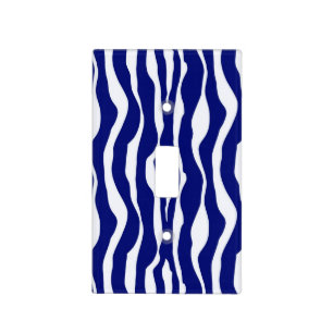 Zebra stripes - Dark Cobalt Blue and White Light Switch Cover