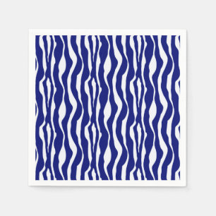 Zebra stripes - Dark Cobalt Blue and White Paper Napkins
