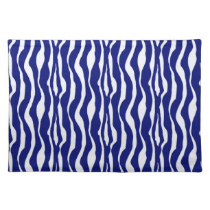 Zebra stripes - Dark Cobalt Blue and White Placemat