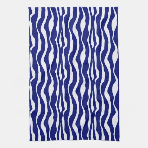 Zebra stripes _ Dark Cobalt Blue and White Towel