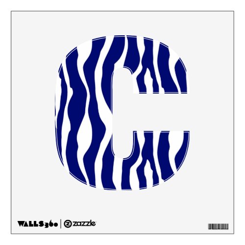 Zebra stripes _ Dark Cobalt Blue and White Wall Sticker
