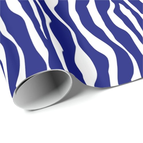 Zebra stripes _ Dark Cobalt Blue and White Wrapping Paper