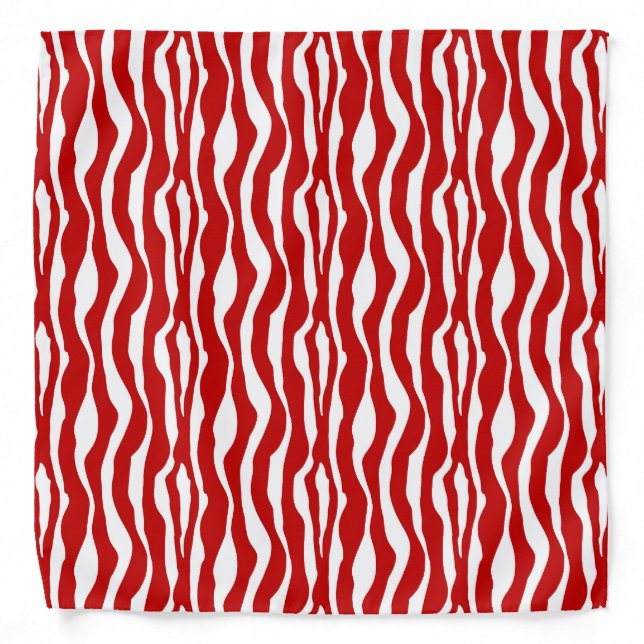 Zebra stripes - Deep Red and White Bandana (Front)
