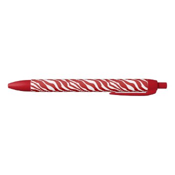Zebra Stripes - Deep Red And White Black Ink Pen by Floridity at Zazzle