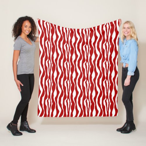 Zebra stripes _ Deep Red and White Fleece Blanket