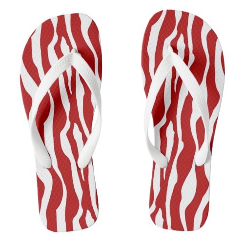 Zebra stripes _ Deep Red and White Flip Flops