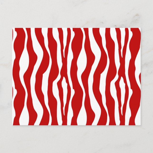 Zebra stripes - Deep Red and White Postcard (Front)