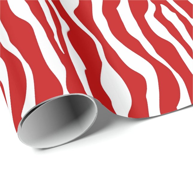 Zebra stripes - Deep Red and White Wrapping Paper (Roll Corner)