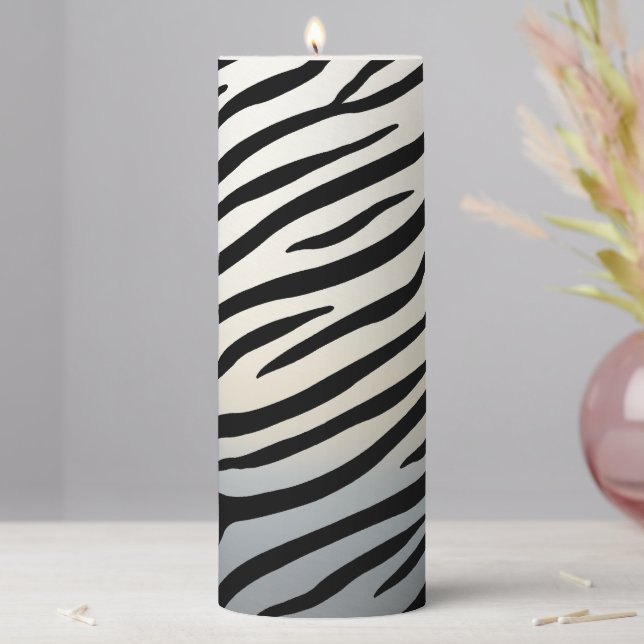 Zebra Stripes Exotic Animal Print Pillar Candle (In Situ)