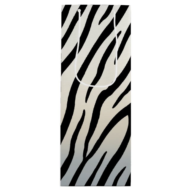 Zebra Stripes Exotic Animal Print Wine Gift Bag (Front)