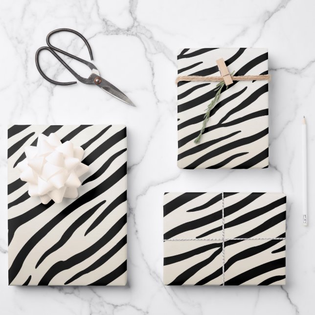 Zebra Stripes Exotic Animal Print Wrapping Paper Sheets (Front)