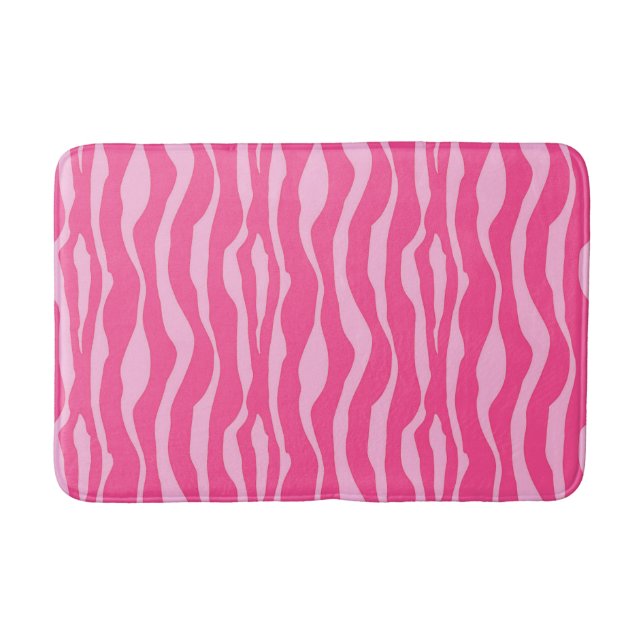 Zebra stripes - Fuchsia and light pink Bathroom Mat (Front)
