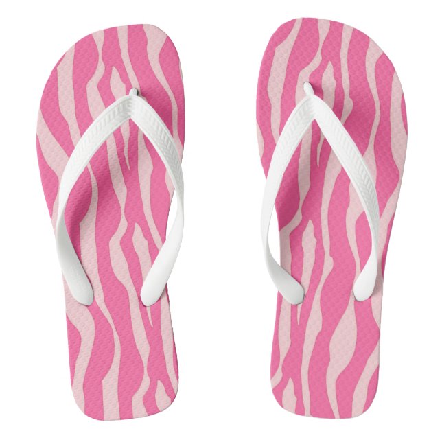 Zebra stripes - Fuchsia and light pink Flip Flops (Footbed)