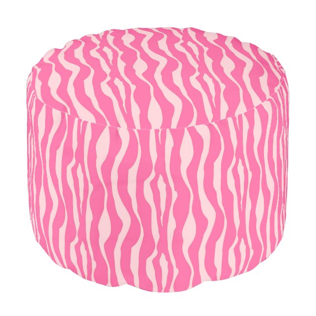 Zebra stripes - Fuchsia and light pink Pouf (Angled Front)