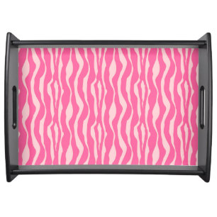 Zebra stripes - Fuchsia and light pink Serving Tray