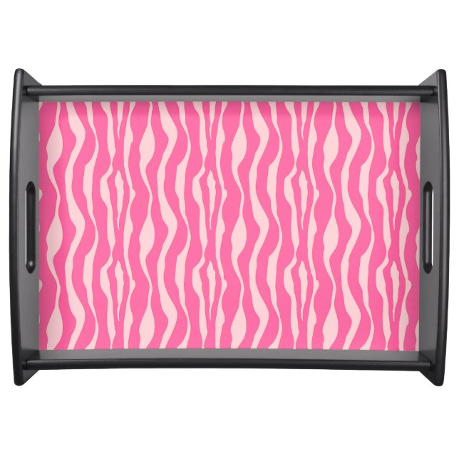 Zebra stripes - Fuchsia and light pink Serving Tray (Front)