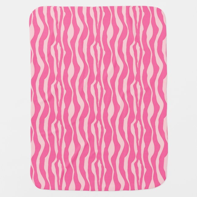 Zebra stripes - Fuchsia and light pink Stroller Blanket (Front)