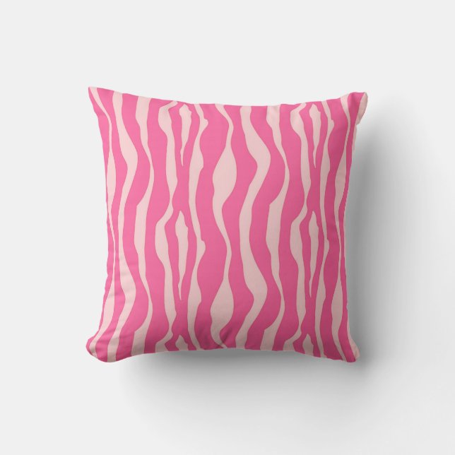 Zebra stripes - Fuchsia and light pink Throw Pillow (Front)