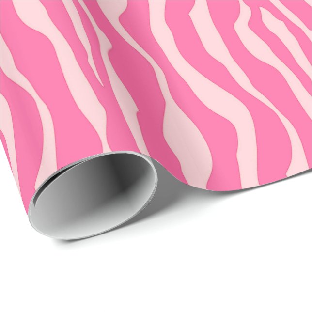 Zebra stripes - Fuchsia and light pink Wrapping Paper (Roll Corner)